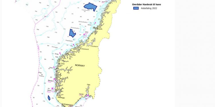 Den Norske Regering vil vurdere effekten af ​​tre områder for offshore havbrug. foto: Kystdirektoratet