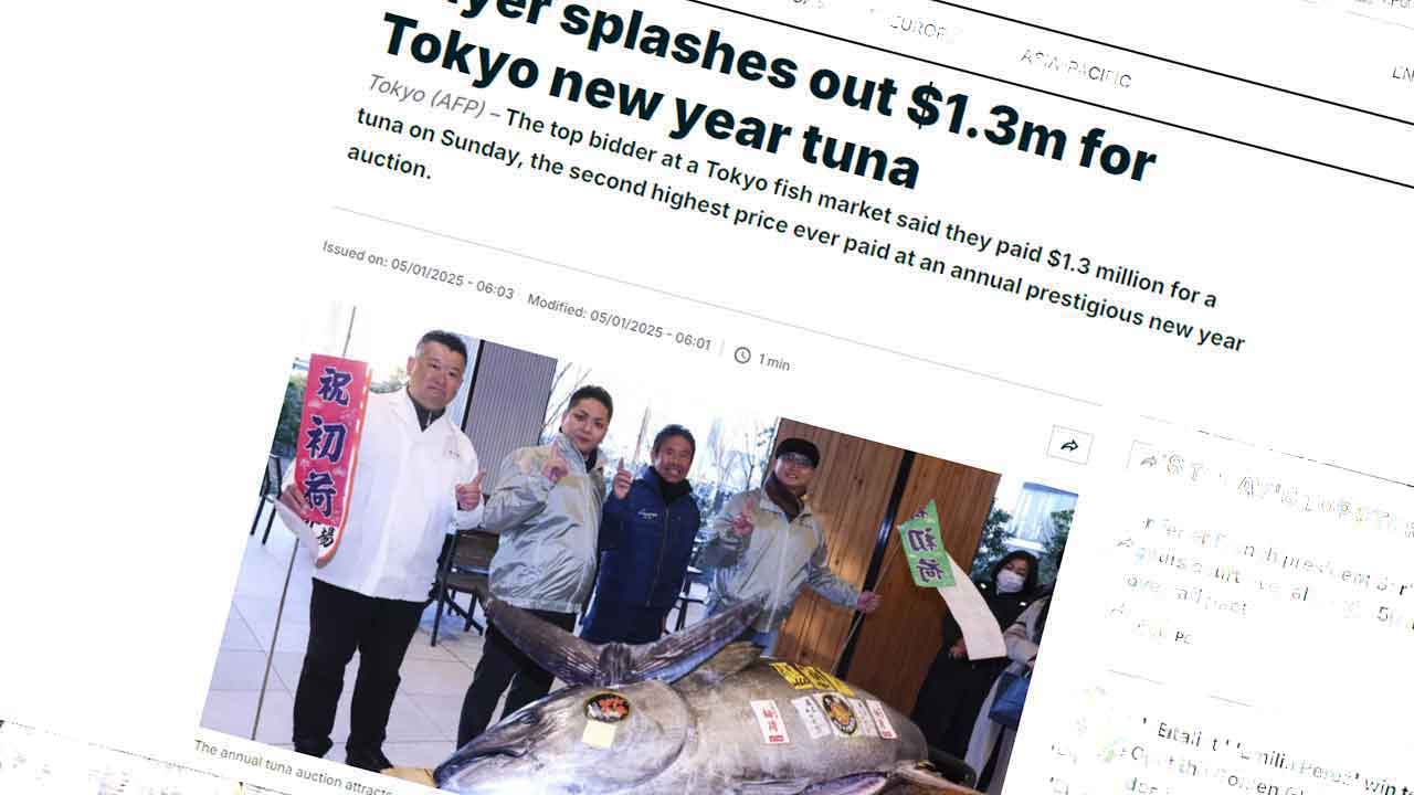 Read more about the article Sushikæde køber en enkelt nytårs-tun i Tokyo for 207 millioner yen