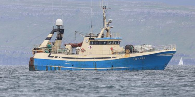 I Klaksvík landede partrawlerne Jaspis og Ametyst i den forgangne uge en last på 80 tons fisk, overvejende sej foto: Kiran J