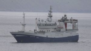 I Danmark landede den færøske trawler Arctic Voyager i sidste uge en fangst på 2.000 tons blåhvilling til FF Skagen - foto: Kran J