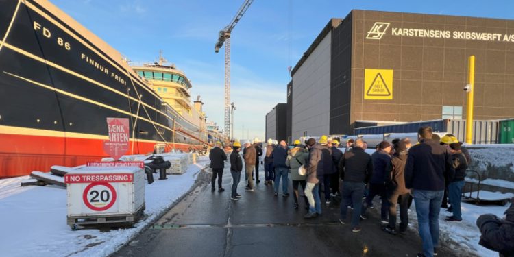 Ud over prøvetank-præsentationerne omfattede turen også et besøg på Karstensen Skibsværft i Skagen. foto: Hampidjan