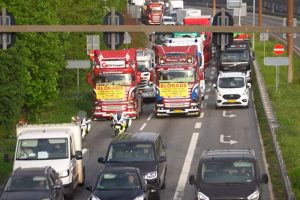 Vognmændenes aktion har skabt kaos i morgentrafikken foto: Vejskat Demo