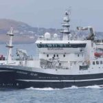 Borgarin landede i ugen en last på 200 tons guldlaks i Miðvági, som de har fisket vest under Færøerne. De har haft godt fiskeri denne tur, og tog tilbage på fiskeri efter guldlaks, da de havde landet. foto: Kiran J