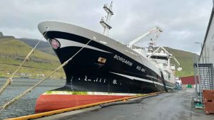 Trawleren **Borgarin** leverede 2.500 tons blåhvilling, som også blev landet til Havsbrún. Efter landingen gik de straks tilbage til fiskeriet. foto: Kiran J