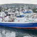 Den færøske frysetrawler Brestir er igen på fiskeri efter mere end et års ophold ved kaj som følge af problemer med krumtapakslen. Arkivfoto: Kiran Jóanesarson / Fiskur.fo.