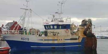Búgvin anløb havnen med en samlet last på 19 tons (38.000 pund), hvoraf langt størstedelen bestod af fine fladfisk. fot: TJ Fiskur.fo