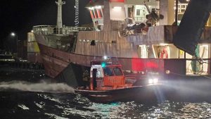 Container blæst i havnen i Skagen foto: Skagen Redningsstation