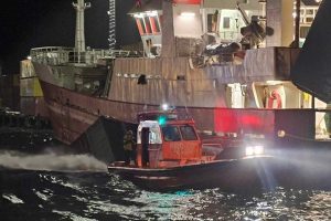Container blæst i havnen i Skagen foto: Skagen Redningsstation