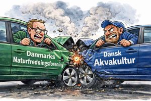 I debatten mellem erhverv og miljøorganisationer står der derfor ikke »særinteresser« på den ene side og »almenvellet« på den anden. AI Illustration / Karikatur billede FiskerForum.dk