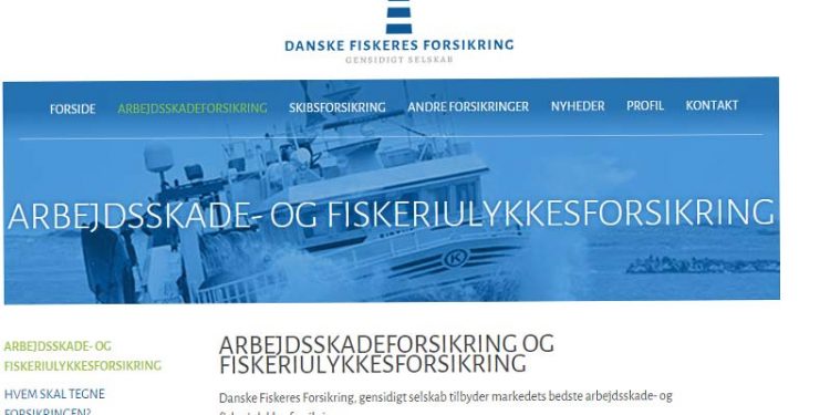 Fra 2015 nedsætter Danske Fiskeres Forsikring præmien for arbejdsskadeforsikring Foto: af Danske Fiskeres Forsikrings nye hjemmeside -