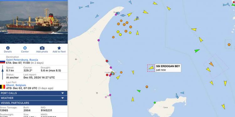 Onsdag aften kolliderede to fragtskibe i Kattegat, ud for den danske ø Anholt. Kollisionen skete omkring kl. 22.30 og blev hurtigt opdaget, fortæller Jens Hansen, vagthavende officer i Forsvarets Operationscenter. foto: snapshot Vesselfinder