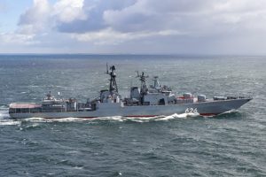 Russisk fartøj "Admiral Kulakov" på vej gennem dansk farvand. Foto: Flyvevåbnets fototjeneste.