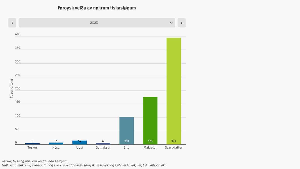 Ifølge statistik fra Havstovan var guldlaks den sjette mest landede fisk på Færøerne i 2023, hvilket understreger dens betydning for fiskeriet.  foto: Havstovan