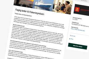 Fiskeristyrelsen søger Faglig Leder. Foto: Jobopslag - Faglig Leder Fiskerikontrolkontoret