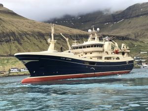 I Fuglefjord landede trawleren Gøtunes i sidste uge en last på 1.900 tons blåhvilling til Havsbrún, som de har fisket ud for Færøerne. foto: Havsbrun