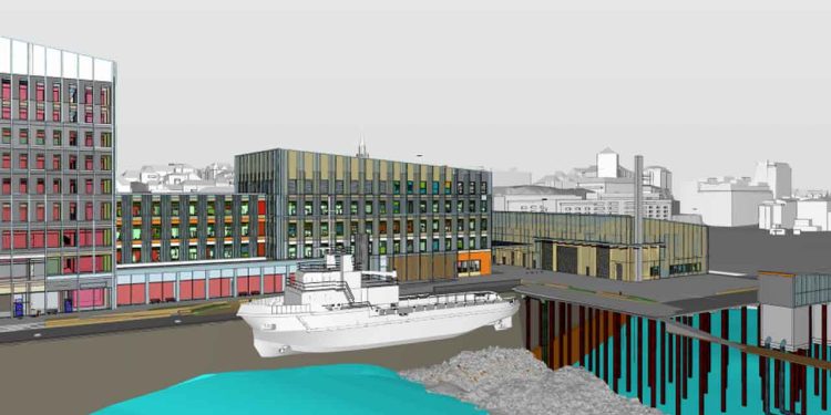 Det nye byggeri i Bergen får dermed en ekstra milliard, til det kommende fælles domicil for Havforskningsinstituttet og Fiskeridirektoratet i Bergen, som er blevet dyrere end planlagt – men projektet har nu fået et vigtigt økonomisk løft. illustration: statsbygg Henning Larsen HI.no