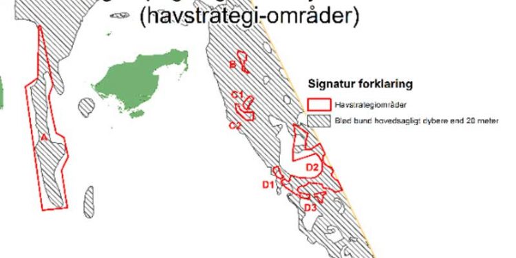 Regeringen har udpeget Natura 2000 område i Kattegat.  Ill.: over en del af de kommende beskyttede områder i Kattegat - fvm