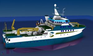 Færinger vil selv bygge nyt havundersøgelsesskib  Foto: illustration af Færøernes nye havundersøgelsesskib - MRI