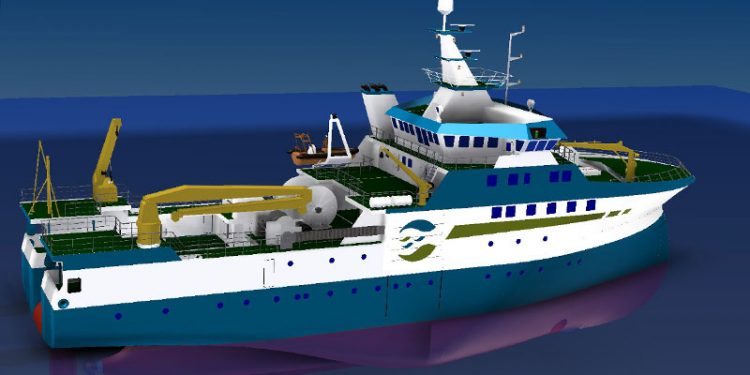 Færinger vil selv bygge nyt havundersøgelsesskib  Foto: illustration af Færøernes nye havundersøgelsesskib - MRI