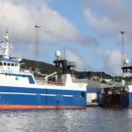 I Runavík landede partrawlerne **Heykur** og **Falkur** i sidste uge en samlet last på omkring 315.000 pund fisk, hvor langt størstedelen bestod af sej. foto: Kiran J