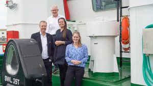 Hirtshals Havns nye direktionsteam; Niels Kiersgaard (bagerst), Per Holm Nørgaard (venstre), Anja Vrangager (højre) og Kikki Kongerslev (forrest). foto: Hirtshals Havn