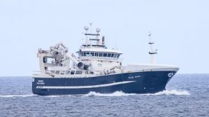 Tilsvarende landede den færøske trawler **Høgaberg** en last på 1.600 tons lodde, også i Fáskrúðsfirði, som de havde fisket ud for Island. foto: Kiran J