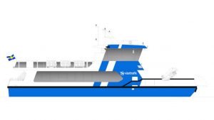 Hvide Sande Shipyards nybygning nummer 159 og passagerskib nummer 21, designet af FKAB Marine Design. Tegning: FKAB Marine Design.