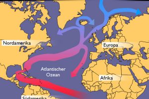 En vigtig havstrøm i Nordatlanten, der holder vores klima mildt og varmt, kan ifølge et nyt studie kollapse allerede fra 2037. Det vil betyde store klimaforandringer i Danmark og Nordeuropa, med temperaturer der kan minde om Alaska og det nordlige Canada. illustration: wikip