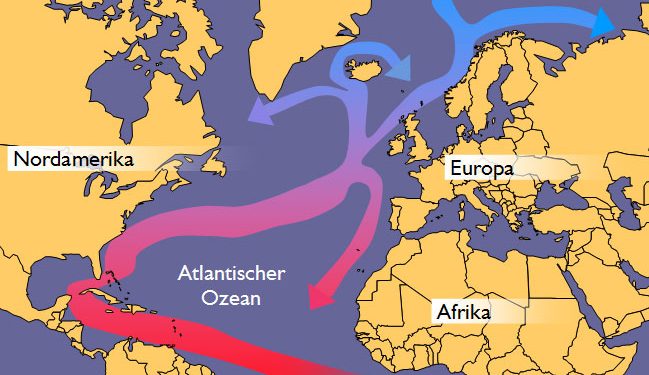 En vigtig havstrøm i Nordatlanten, der holder vores klima mildt og varmt, kan ifølge et nyt studie kollapse allerede fra 2037. Det vil betyde store klimaforandringer i Danmark og Nordeuropa, med temperaturer der kan minde om Alaska og det nordlige Canada. illustration: wikip