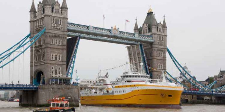 »Kirkella« er nu den eneste britiske frysetrawler, der bringer fisk fra fjerne farvande tilbage til Storbritannien foto: UK Fisheries