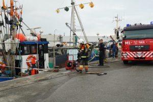 Kutter-brand i Gilleleje Havn Foto: Kutterbrand i Gilleleje