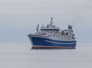 I Ánirnar landede **Norðborg** 1.150 tons frossen makrel, heraf 200 tons er helfrossen og resten er makrelfilet.  foto: Kiran J