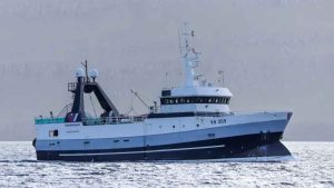 Det sker med trawleren **Norðfinnur**, der i sidste uge landede 40 tons fisk, overvejende torsk. foto: Kiran J