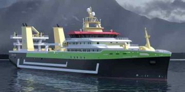 Det familieejede rederi Parlevliet & Van der Plas (P&P) fejrer 75-års jubilæum ved at sende den 111 meter lange frysetrawler KW 170 »Annie Hillina« i søen foto: skipsteknisk