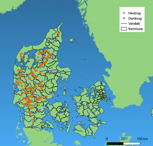 Danmarkskort over akvakultur
