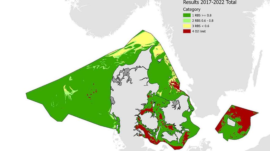 - Ved RØD farve på kortet, så flygter/dør fladfisk og bunddyr
- Ved ORANGE farve flygter fladfisk og de bunddyr der kan. 
- Ved MØRKEGRØN farve er INTET hverken flygtet eller dødt. 