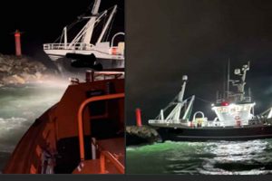 Påsejling af molen ved Skagen Havn - foto: fb fra Skagen Redningsstation