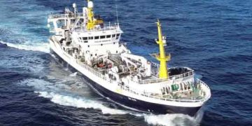 Den Grønlandske frysetrawler Polar Amaroq landede i sidste uge en last på ca 600 tons frossen sild og makrel Kollefjord, og 400 tons til Havsbrún. foto: st fiskur.fo