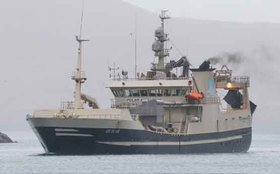 Det grønlandske fartøj Polar Ammassak landede i ugens løb 1.200 tons lodde i Tvøroyri.   foto: Kiran J