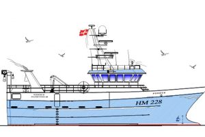 Hanstholm skipper bygger ny trawler.  Illustration: Pondus - Vestværftet