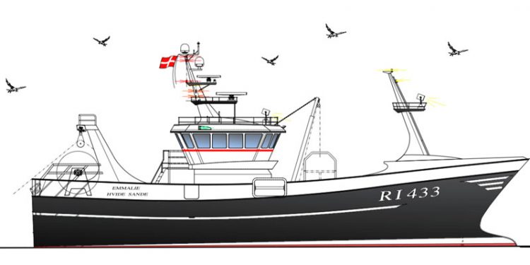 Vestjysk skipper skriver kontrakt på  kombineret trawler / flyshooter  Illustration: RI 433 »Emmalie« - Vestværftet
