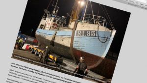 dansk kutter sank i hollandsk havn - foto: visserij.nl