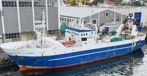 Den færøske trawler **Rankin** har i den forgangne uge landet en solid fangst i Tórshavn efter en vellykket fisketur. foto: Kiran J
