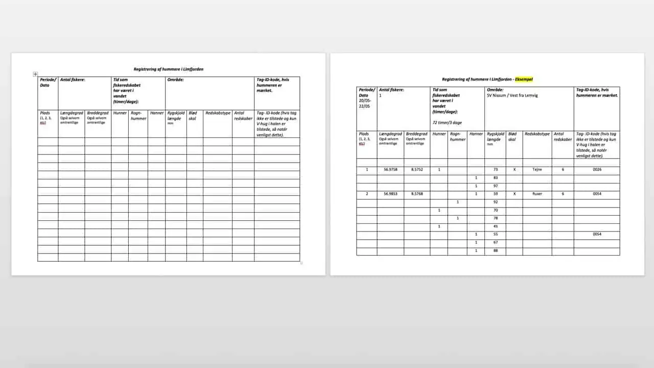 DTU beder dig også deltage i fangstrapporteringsprogrammet og bidrage med nogle rapporter.