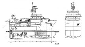 Kommende norsk kystbåd til et kombineret fiskeri  Ill.: designet og tegnet af West Maritime AS