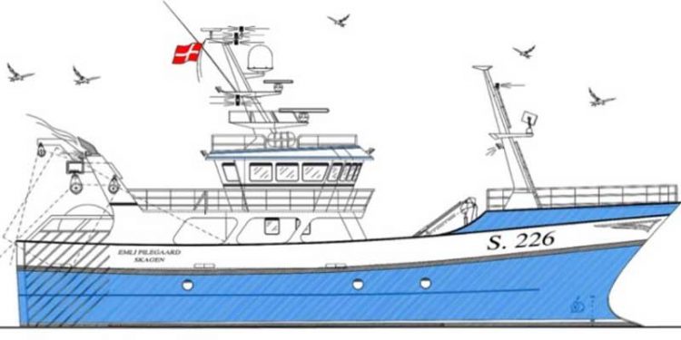 Klippefast tro på fiskeriet giver nyt skib.  Ill.: S226 Emmely Pilegaard af Skagen forventes færdigbygget i slutningen af 2017.
