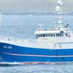 Fryselineskibet Sandshavið landede en last på 134 tons frossen fisk. Hovedparten af fangsten bestod af torsk og kuller, som er fisket under Island, hvor skibet har haft et stabilt fiskeri på turen. foto: kiran J