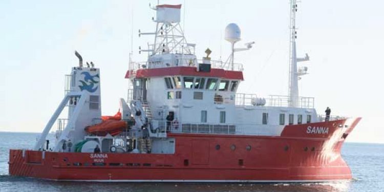 Grønlands nye forskningsskib døbt Sanna  Foto: Karstensens Skibsværft
