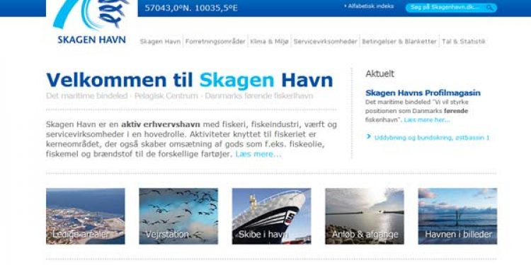 Scrrenshot af Skagen Havns nye hjemmeside