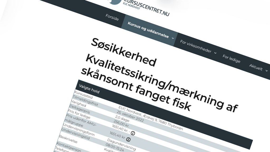 kursus på fiskeriskolen i Thyborøn foto: kursuscentret EUC NordVest